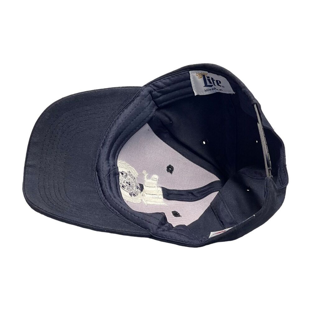 Miller Lite Navy Embroidered A Fine Pilsner Beer Classic Adjustable Snapback Hat - Picture 5 of 7